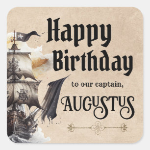 Vintages Piratenschiff Quadratischer Aufkleber