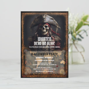 Vintages Piratenschwarzes Halloween-Party Einladung