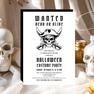 Vintages Piratenskull Halloween Party Einladung