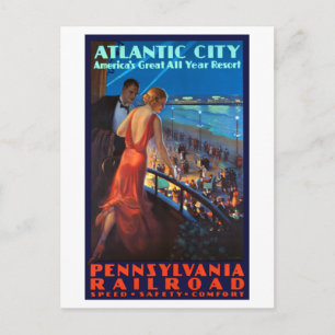 Vintages Plakat der Atlantikbahn Postkarte