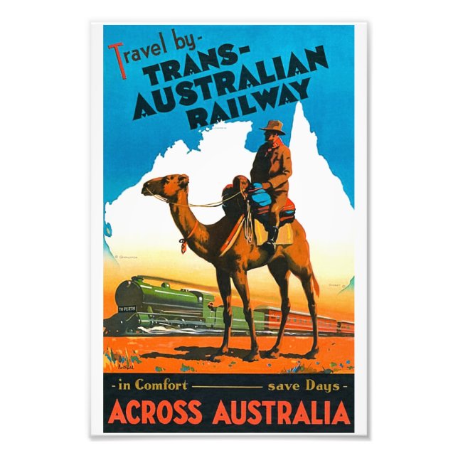 Vintages Plakat der Commonwealth Railways Fotodruck (Vorne)