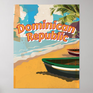 Vintages Plakat Ferien der Dominikanischen