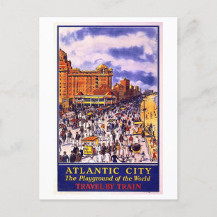 Vintages Plakat für atlantische Stadtreisen Postkarte