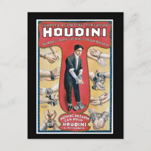 Vintages Plakat Houdini Handschellen-König-Werbung Postkarte