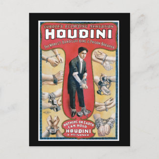 Vintages Plakat Houdini Handschellen-König-Werbung Postkarte