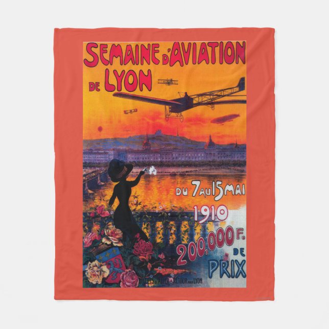 Vintages Plakat Semaine d Luftfahrt-Des Lyon Fleecedecke (Vorderseite)