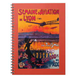 Vintages Plakat Semaine d Luftfahrt-Des Lyon Notizblock