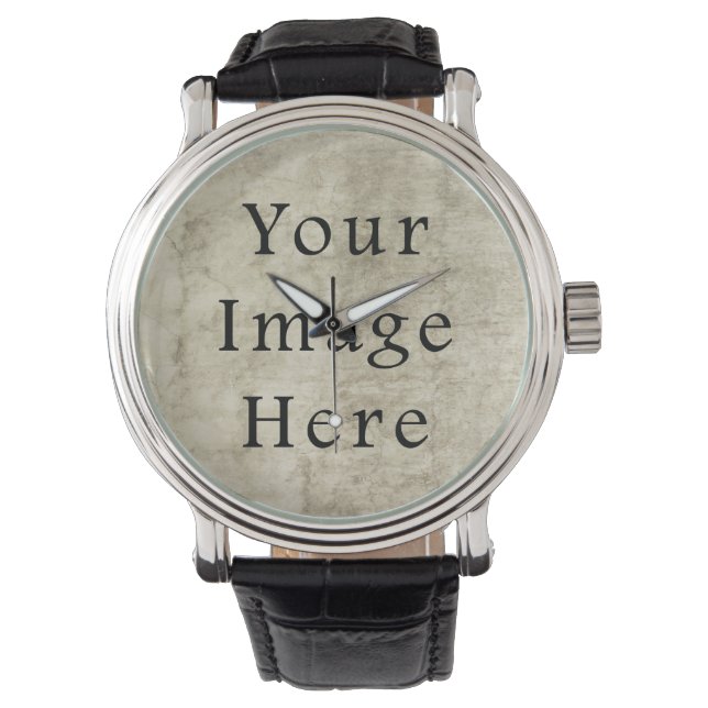 Vintages Plakatpapier in Beige-Tan-Papier Armbanduhr (Vorderseite)