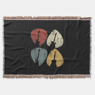 Vintages Plektrum Retro Funny Guitarist Geschenk Decke