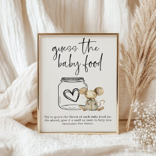 Vintages Plush Animals Baby Dusche Raten Baby Food Poster