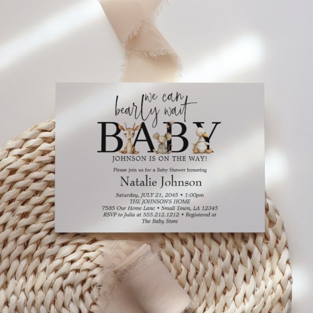 Vintages Plush Kinderzimmer Tiere Kinderdusche Einladung (Von Creator hochgeladen)