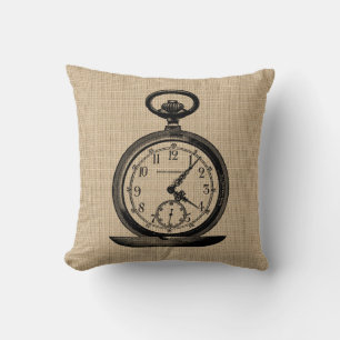 Vintages Pocket Watch Pillow Kissen