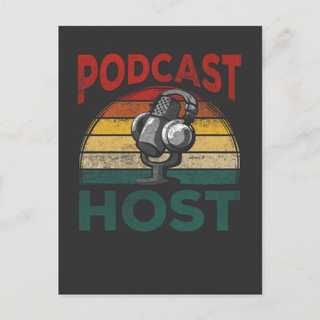 Vintages Podcast Host Podcasting Streaming Hosting Postkarte (Vorderseite)