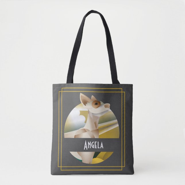 Vintages Podenco Art Deco Dog Gray (Vorderseite)