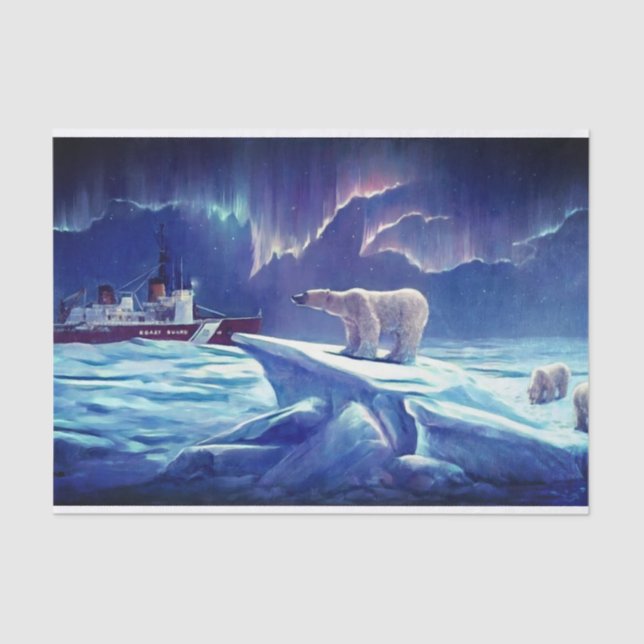 Vintages Polar-Bärenteppich Seidenpapier (Vorderseite)