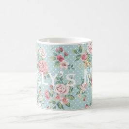 Vintages Polka-Punkt-Rosen-Muster Personnalised Tasse