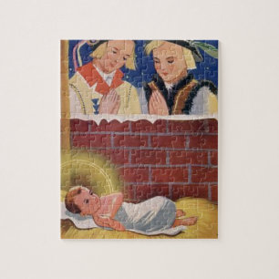 Vintages polnisches Wesołyeh Świąt WeihnachtsRe Puzzle