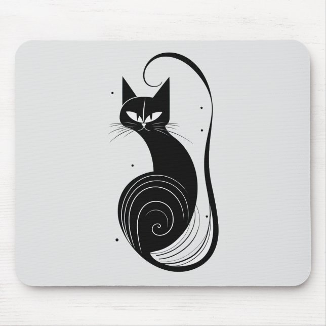 Vintages Polster für Schwarze Katze Mousepad (Vorne)