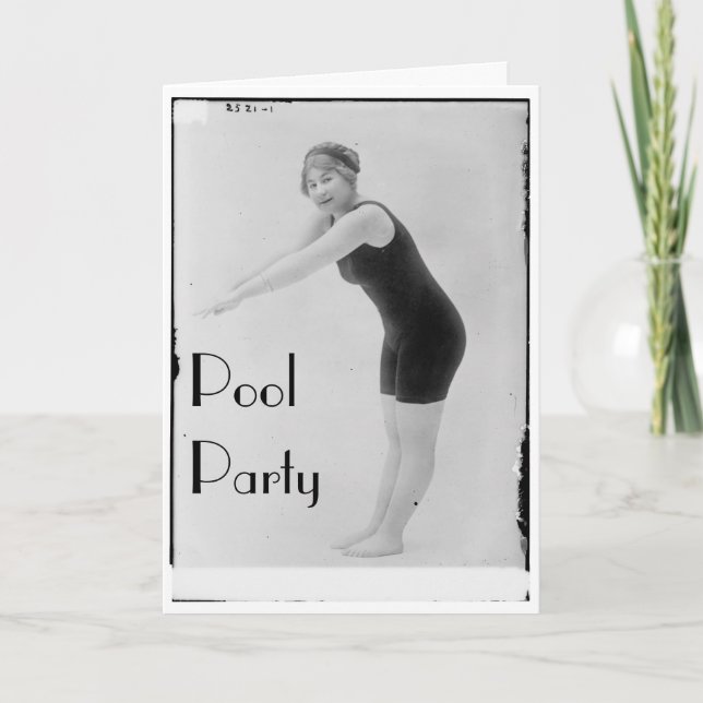 Vintages Pool-Party Einladung (Vorderseite)