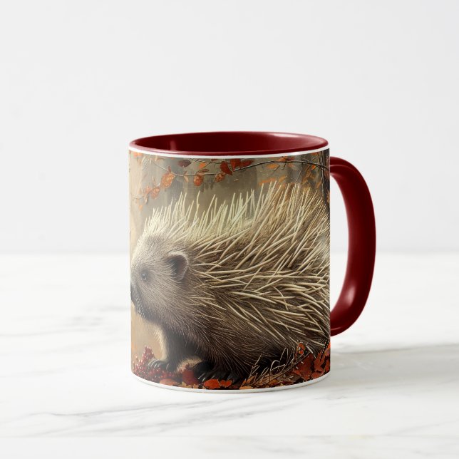 Vintages Porcupine im Herbst Tasse (VorderseiteRechts)