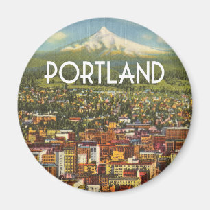 Vintages Portland, Oregon Illustration mit Stadt Magnet