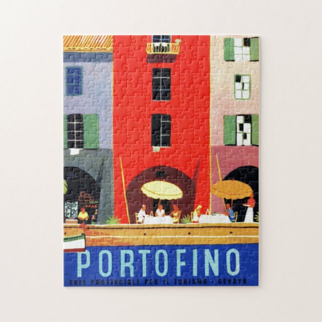 Vintages Portofino Italien - Europa Reisen Puzzle (Vertikal)
