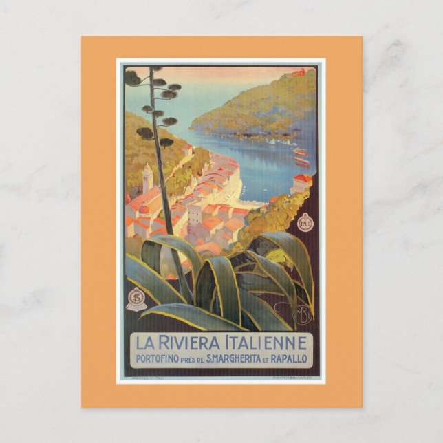 Vintages Portofino - Riviera Postkarte (Vorderseite)