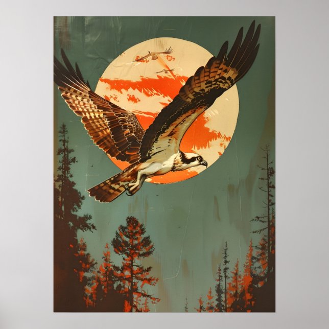 Vintages Portrait der Osprey Poster (Vorne)