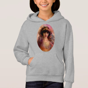 Vintages Portrait der schönen Frau in Rosa Hoodie