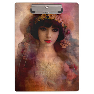 Vintages Portrait der schönen Frau in Rosa Klemmbrett