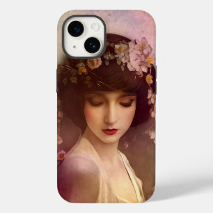 Vintages Portrait der wunderschönen Blumenweibchen Case-Mate iPhone 14 Hülle