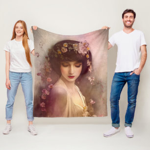 Vintages Portrait der wunderschönen Blumenweibchen Fleecedecke