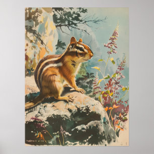 Vintages Portrait des Eastern Chipmunk Poster