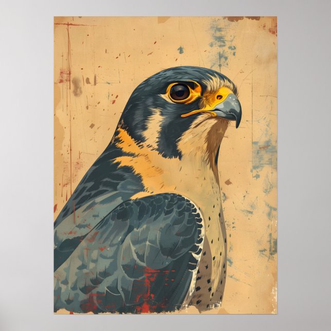 Vintages Portrait des Merlin Falcon Poster (Vorne)