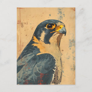 Vintages Portrait des Merlin Falcon Postkarte