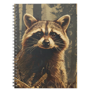 Vintages Portrait des Raccoon Notizblock