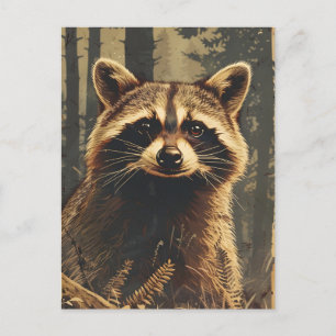 Vintages Portrait des Raccoon Postkarte