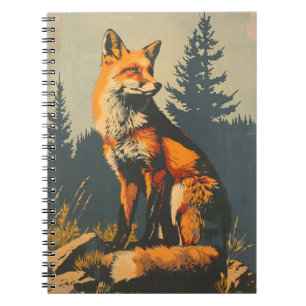 Vintages Portrait des Rotfuchs Notizblock
