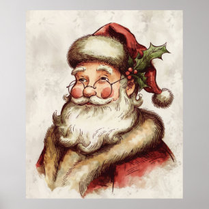 Vintages Portrait des Weihnachtsmanns Poster