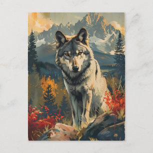 Vintages Portrait des Wolfs Postkarte