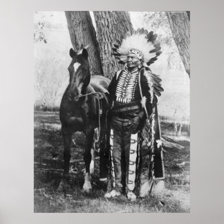Vintages Portrait eines nativen Amerikanischen Ure Poster