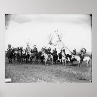 Vintages Portrait eines nativen Amerikanischen Ure Poster