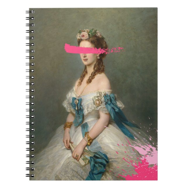 Vintages Portrait-Notebook mit rosa Pinselstrich Notizblock (Vorderseite)