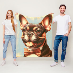 Vintages Portrait von Bulldog Fleecedecke