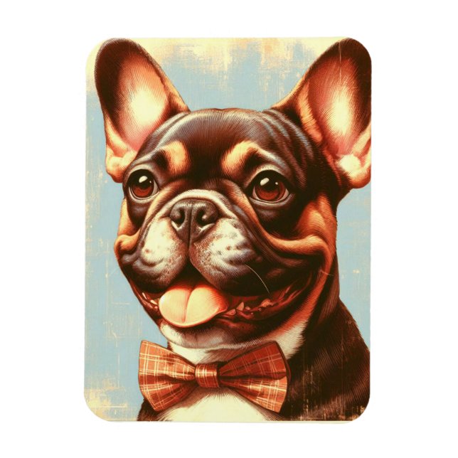 Vintages Portrait von Bulldog Magnet (Vertikal)