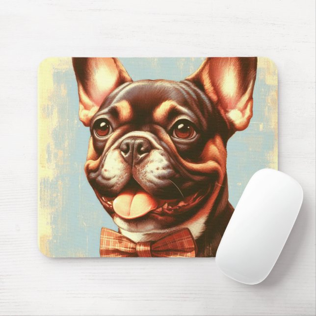 Vintages Portrait von Bulldog Mousepad (Mit Mouse)