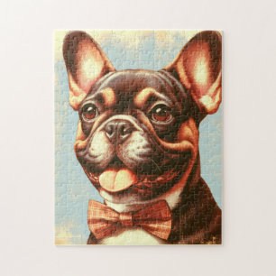 Vintages Portrait von Bulldog Puzzle
