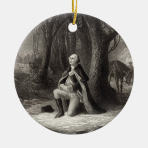 Vintages Portrait von George Washington Praying Keramikornament