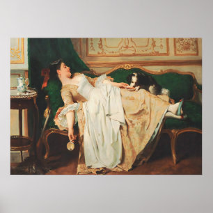 Vintages Porträt von Frauen und Hunden Poster