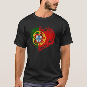 Vintages Portugal Herz Form Portugiesische Flagge  T-Shirt